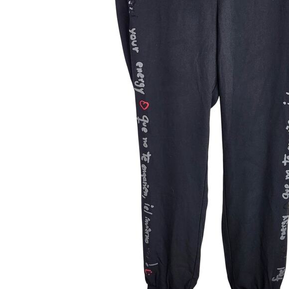 Desigual Womens M Slim Fit Jogger‎ Trousers Pia Logo Embroidered Black Pull On - Picture 6 of 11